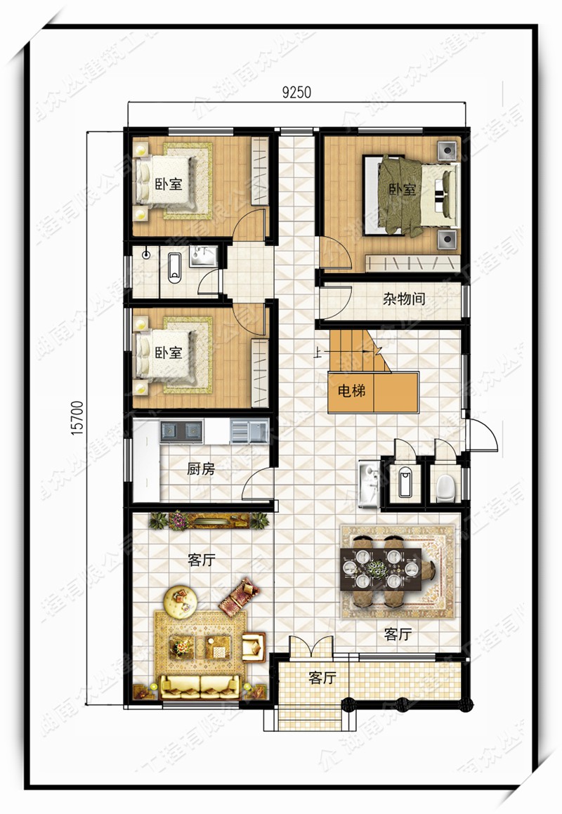 30万二层新中式别墅 楼梯上阁楼 简约大气 通风采