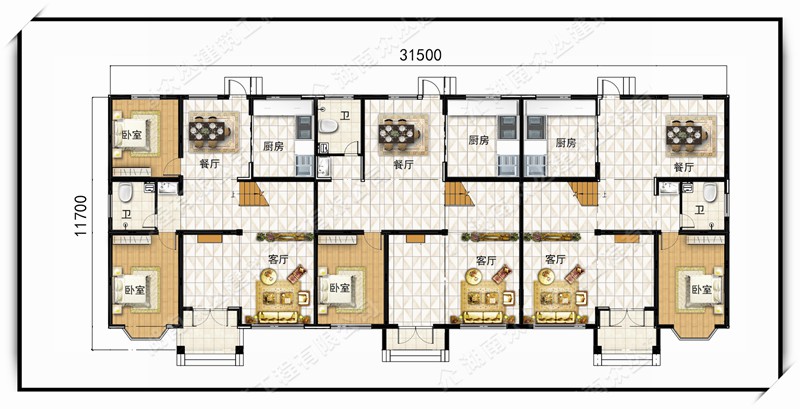 三兄弟三拼联排新农村自建别墅