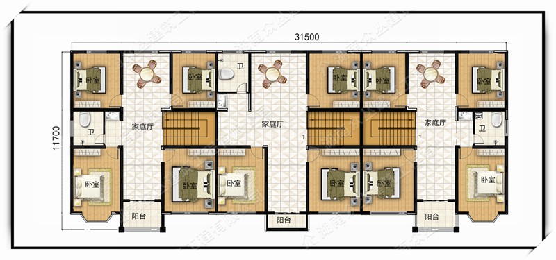 三兄弟三拼联排新农村自建别墅