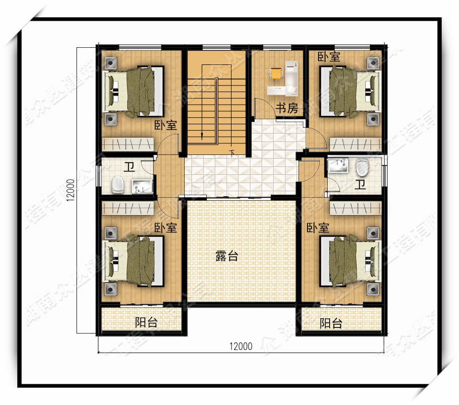 12×12农村自建两层中式风格别墅设计图 房屋设计