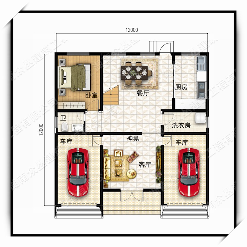 12×12农村自建两层中式风格别墅设计图 房屋设计