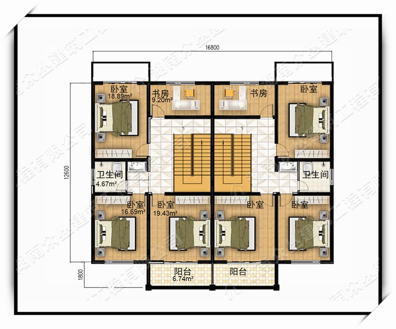 二层简欧兄弟双拼别墅自建房施工效果图纸全套