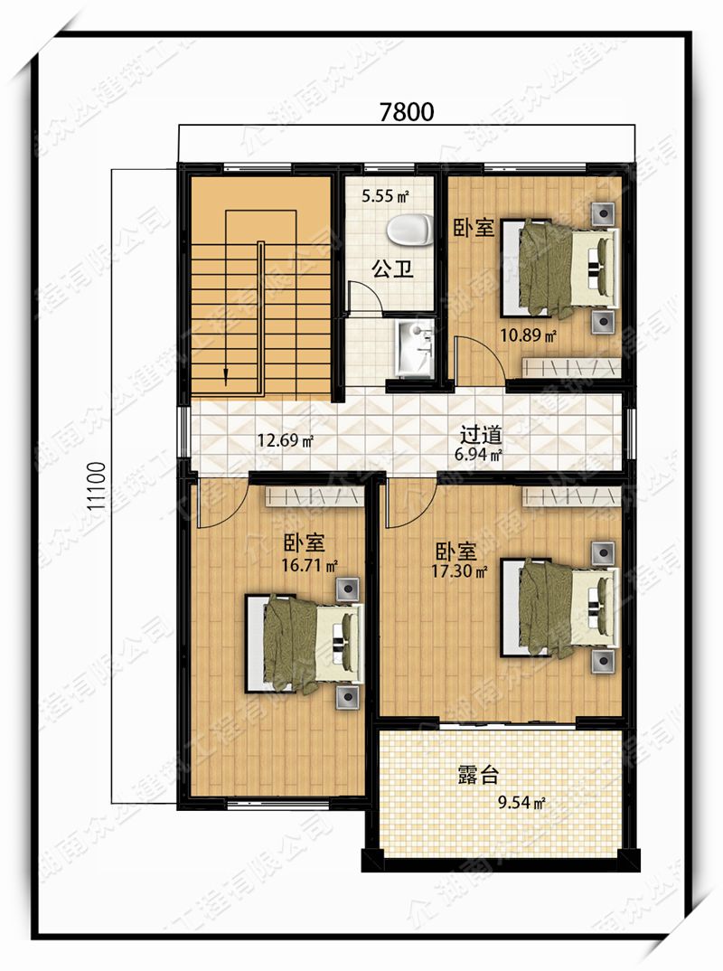 农村二层房屋设计欧式别墅施工效果图纸