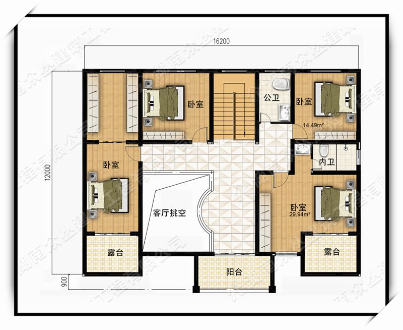 400平田园别墅大面积农村自建房设计