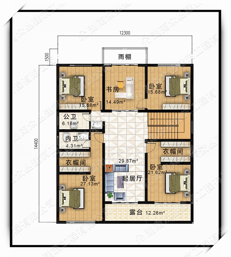 新款三层新中式高端农村住宅设计图纸农村别墅效果图