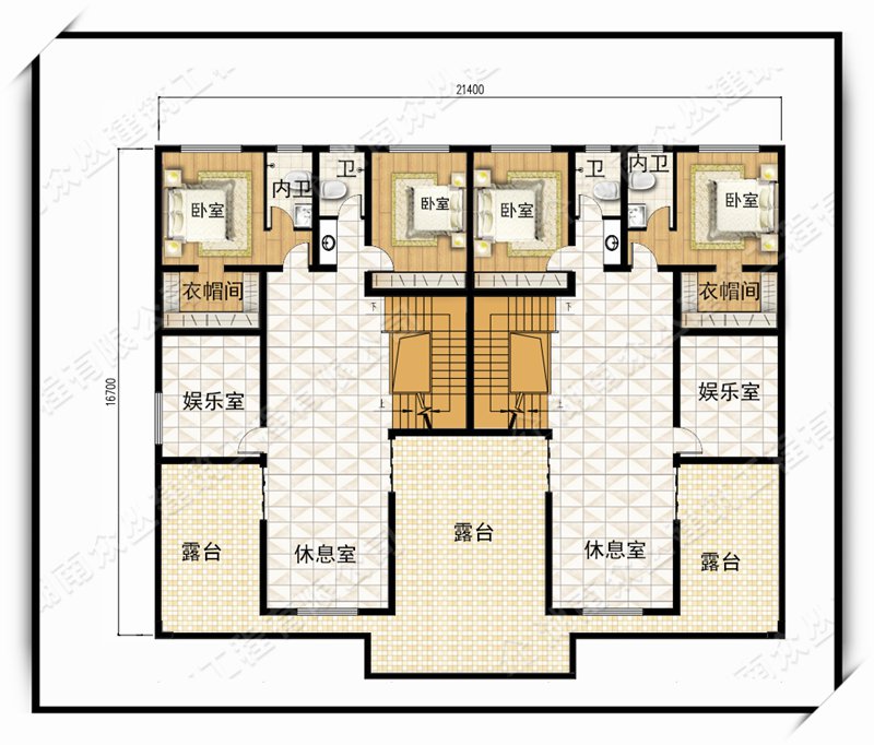 建筑面积1000平方 欧式兄弟双拼超大户型别墅