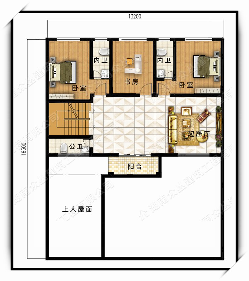 古典中式带车库带内院占地270平方乡村别墅